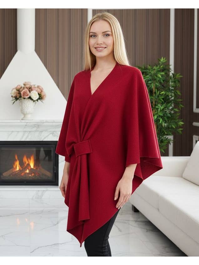 Beige Knot Wrap Cape Poncho Style for wholesale on Faire1