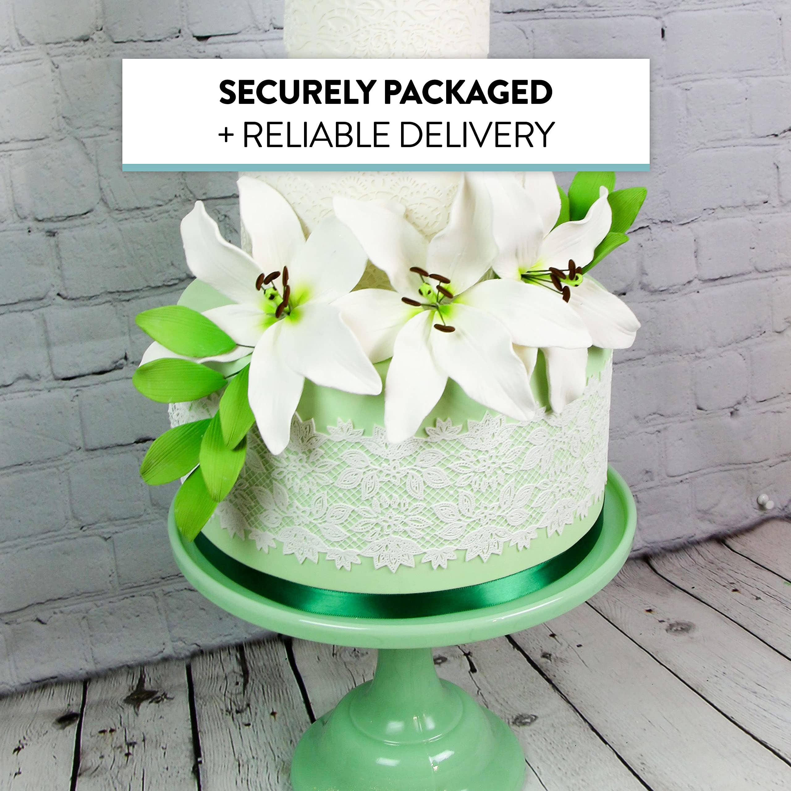 Global Sugar Art - Vente Fleurs artificielles - Fleurs en sucre de lys de Pâques, lys longiflorum avec feuilles en spray, par Global Sugar Art, blanc, lot de 34