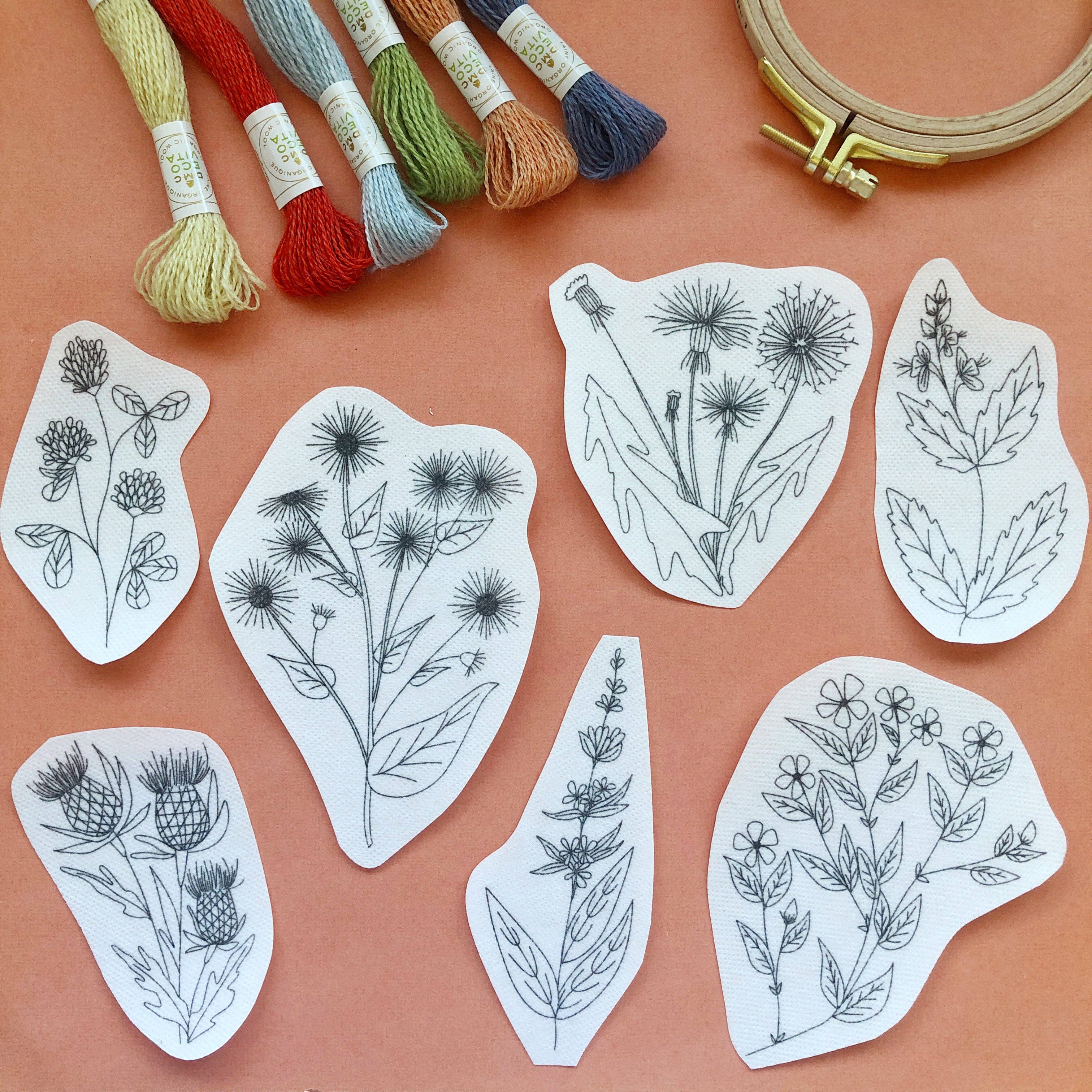 MCreativeJ – wholesale Embroidery/cross-stitch supplies – Unconventional Flowers - Peel Stick and Stitch Hand Embroidery Patterns2