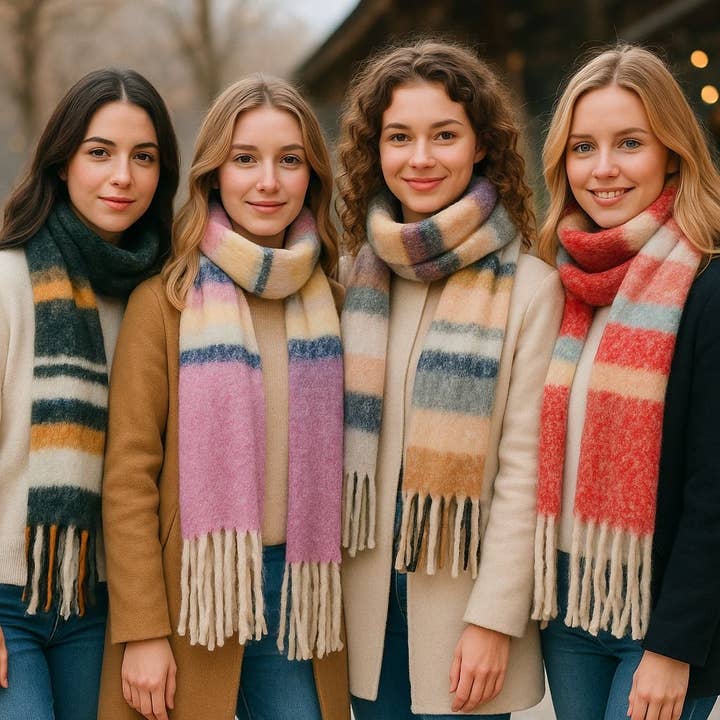 2-Pack Cozy Knit Winter Scarves – Random Color Selection for wholesale by Krediz