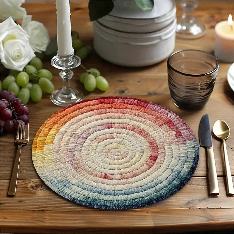 Huis Van Merken - Venta al por mayor Manteles individuales - Juego de Manteles Bohemios Ombre - Redondos, Antideslizantes, Limpiables3