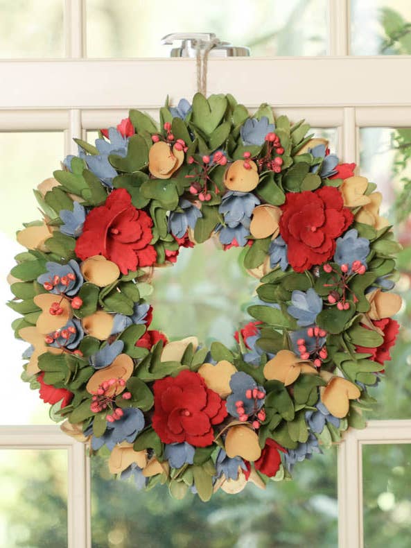 Colourful Blooms Floral Indoor Wreath 31cm for wholesale by Dibor