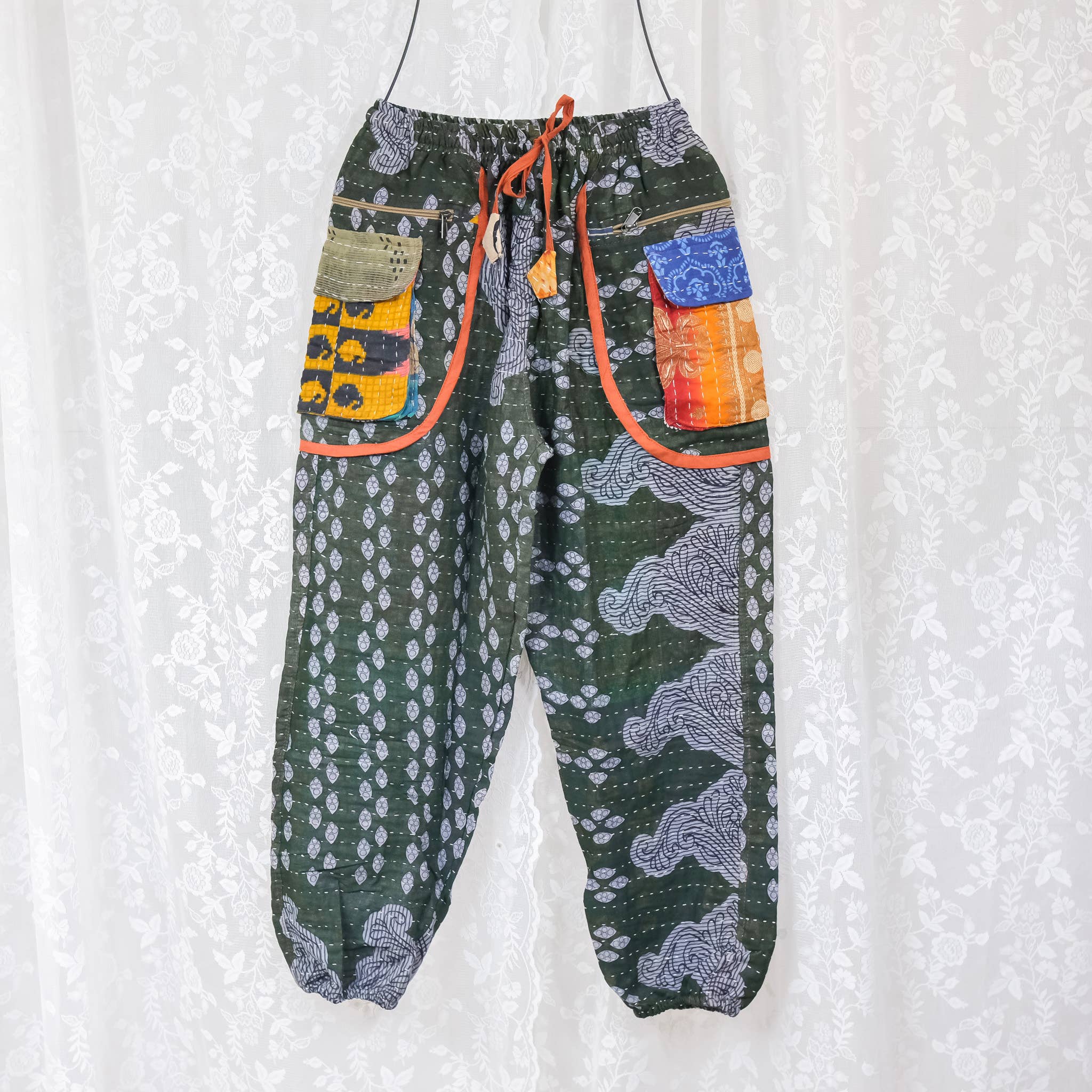 Karma Nepal Crafts - Wholesale Pants - Women's - One of a Kind Kantha Baggy Pants with Pockets13