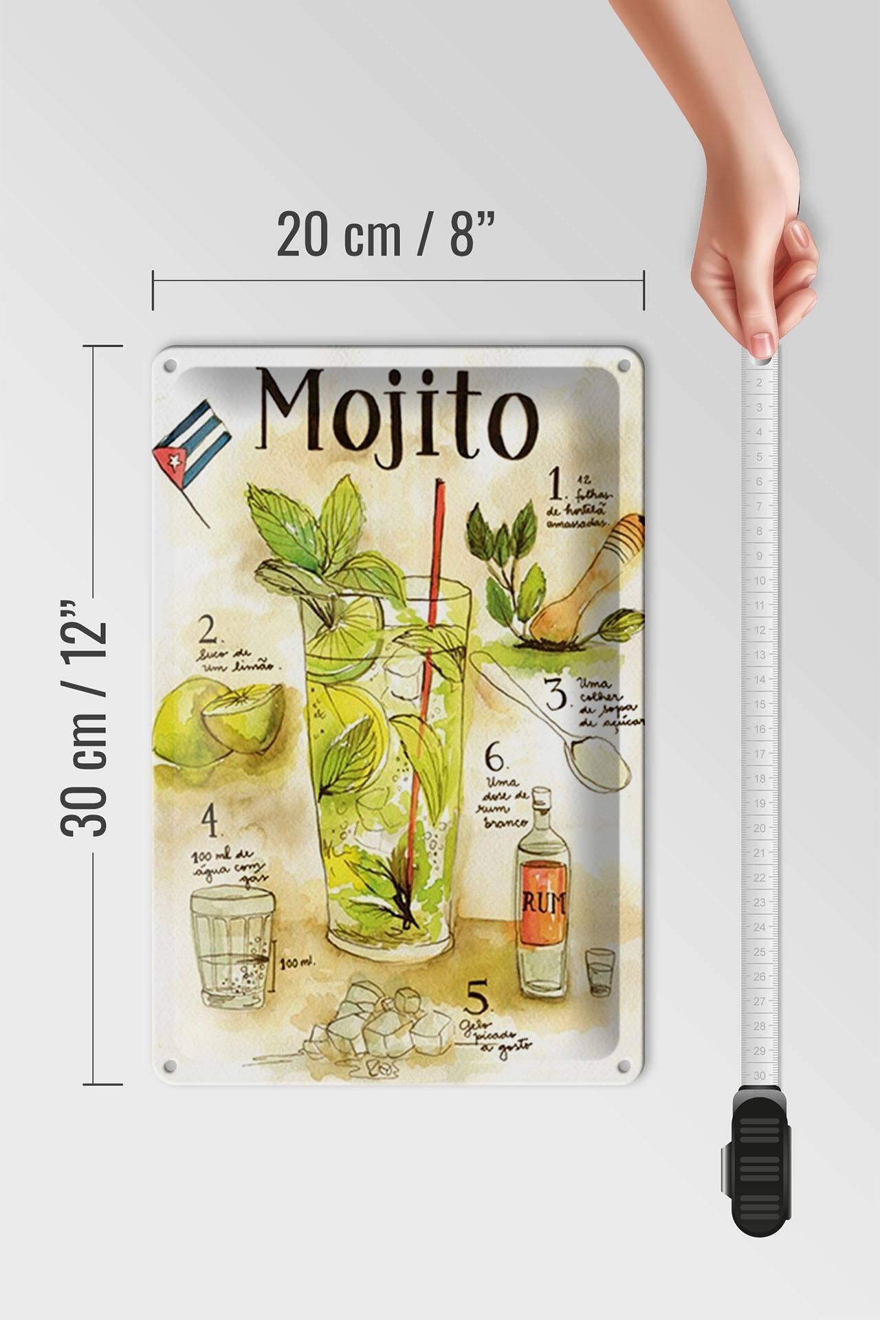 Femer – wholesale Sign – Tin Sign Recipe 20x30 cm Mojito Rum Suco de Limão Agua Deco Sign4