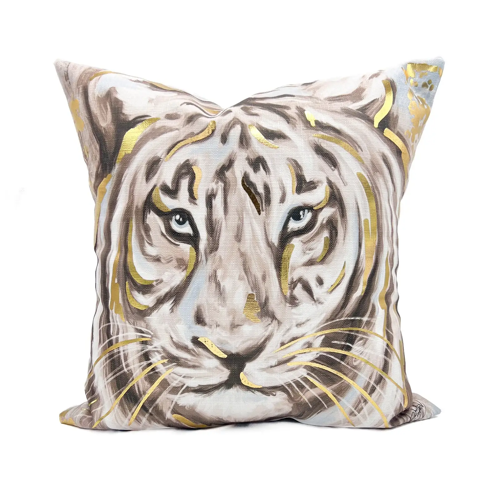 Rachel Brooks Design, LLC - Wholesale Throw/Decorative Pillow - Gold Foil Tiger Pillow0