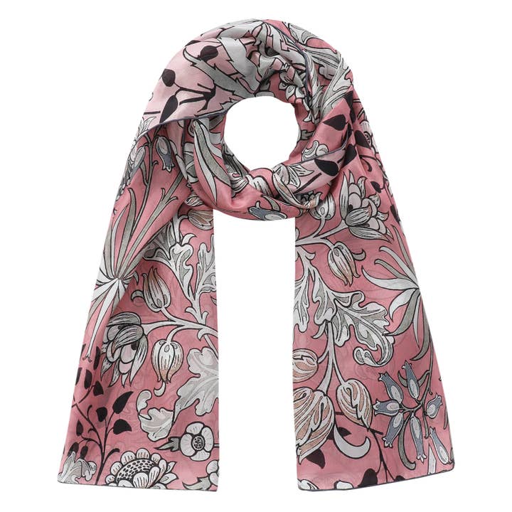 Women's silk scarf with floral print, 180 x 65 cm for wholesale by Hamzah