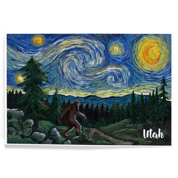 ART PRINTS Utah, Starry Night, Bigfoot for wholesale by Lantern Press