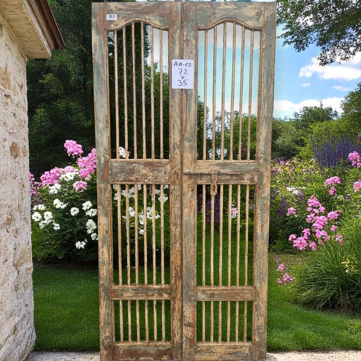 Wilco Home - Wholesale Wall Accent - One-of-a-kind Vintage Solid Wood Doors with Iron Protectors14