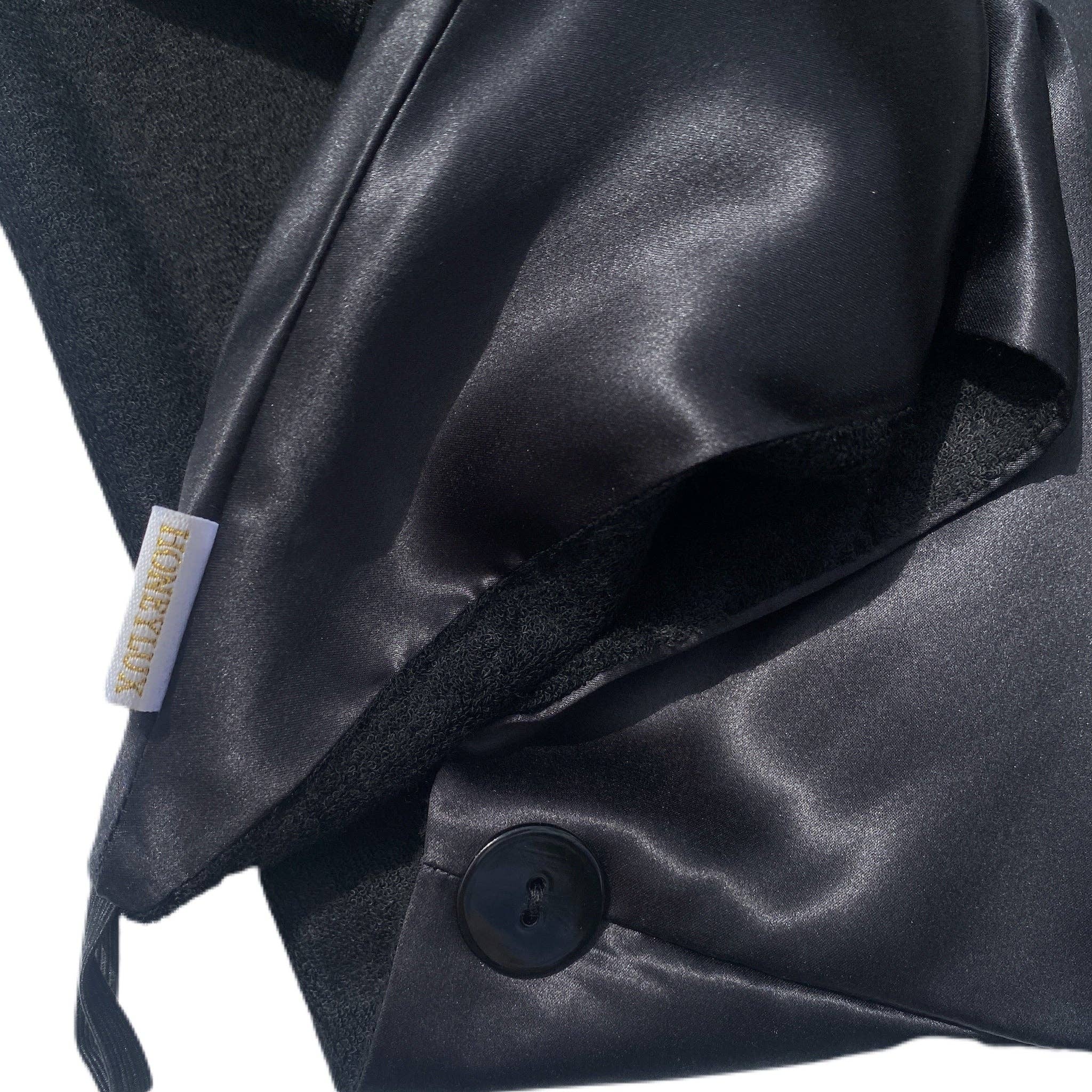 HoneyLux – wholesale Hair towel/wrap – Reversible Silk Hair Wrap - Black1