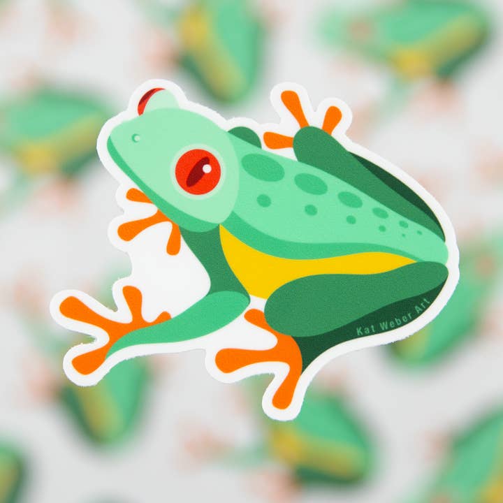 Tree Frog Sticker for wholesale by Kat Weber Art