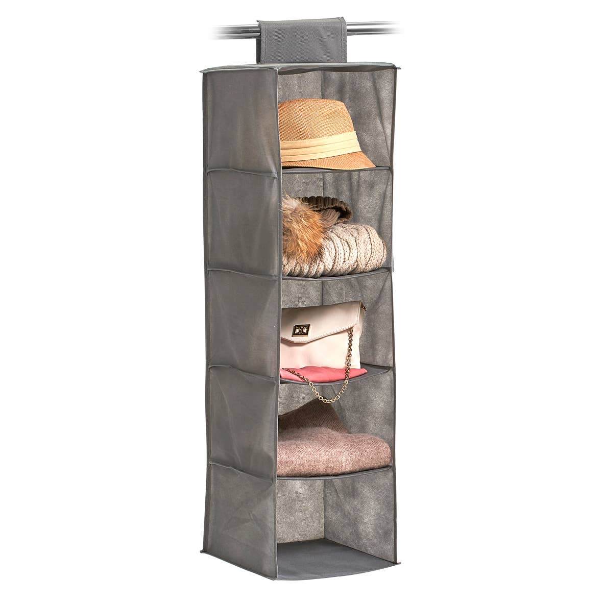 grey Hanging storage, 5 compartments, fleece, gray for wholesale on Faire1
