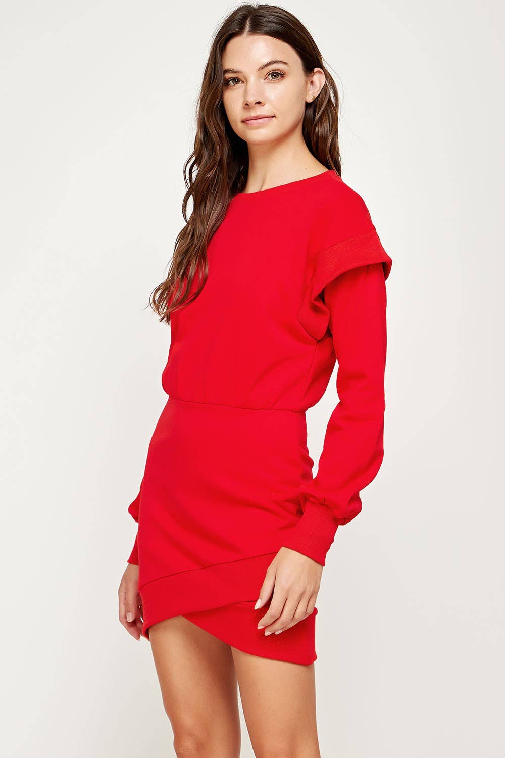 Strut & Bolt - Wholesale Dress - Women's - Ribbed Asymmetric Hem Knit Mini Dress3