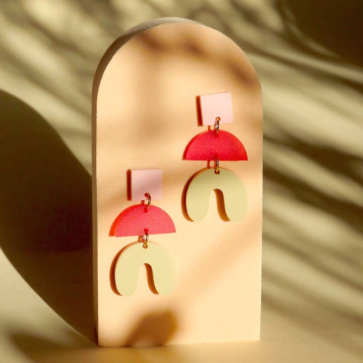 Niemalsmehrohne - Wholesale Dangle Earrings - Becca statement earrings in pink, red, beige2