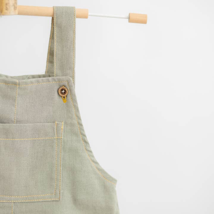 Zoey Inc. - Wholesale Overalls – Baby - Pocketful of Play Linen Cotton Unisex Dungaree (Sage Green)3