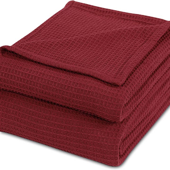 COZY HOMES COLLECTION - Wholesale Throw Blanket - 100% Cotton Woven Waffle Weave Blankets Medium Weight