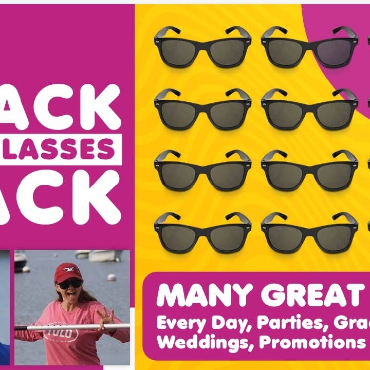 NOVELTIES WHOLESALE INC - Wholesale Sunglasses - Unisex - Black Retro Sunglasses-UV 400 Protection-Sturdy Plastic2