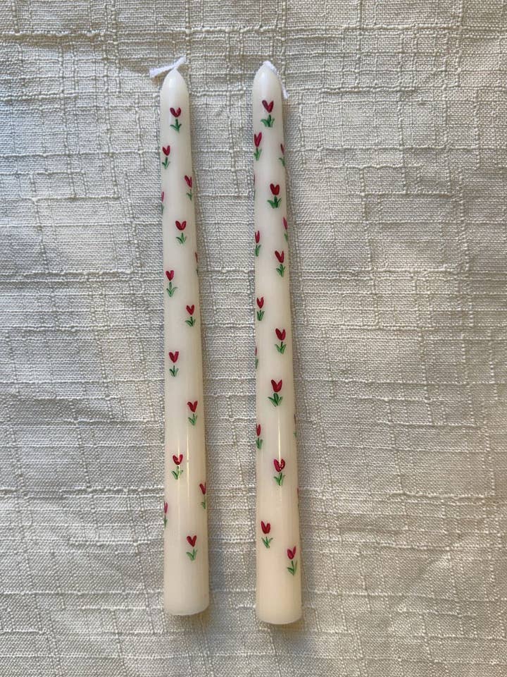 Hand-Painted Hearts Candles - Set of 2 for wholesale by Studio E Bloom