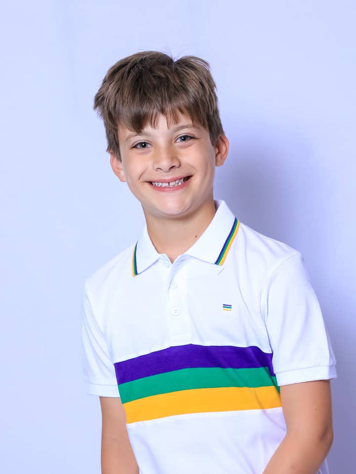 Vit Bröst Stripe Ungdom Kortärmad för wholesale av Mardi Gras Creations