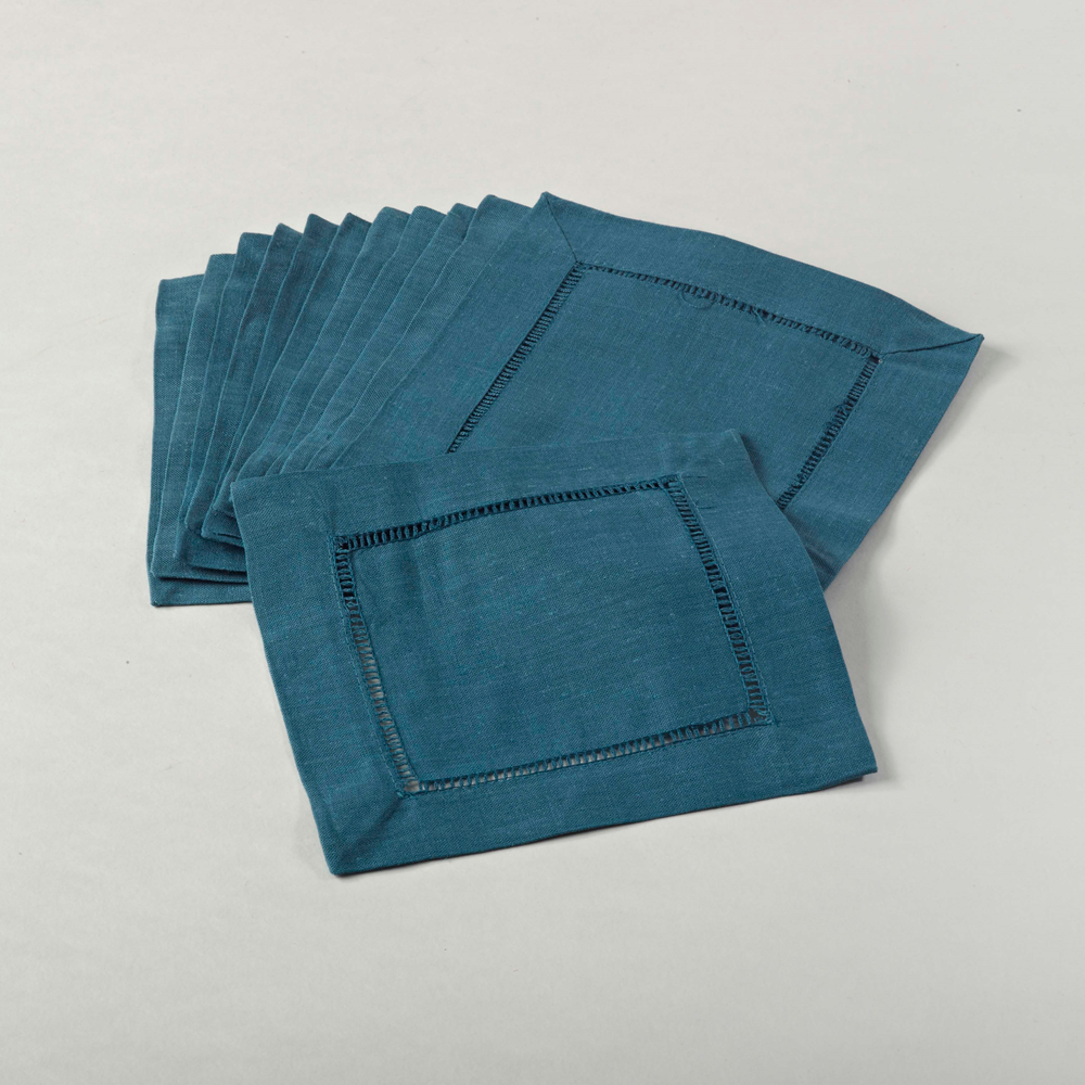 Fennco Styles - Vente Serviettes de table en tissu - Serviette carrée classique en lin et coton avec ourlet à jour17