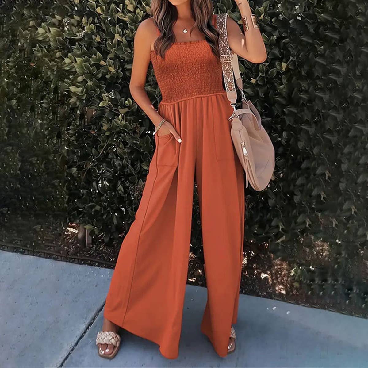 BRICK Loose straight leg casual broadleg jumpsuit for wholesale on Faire0