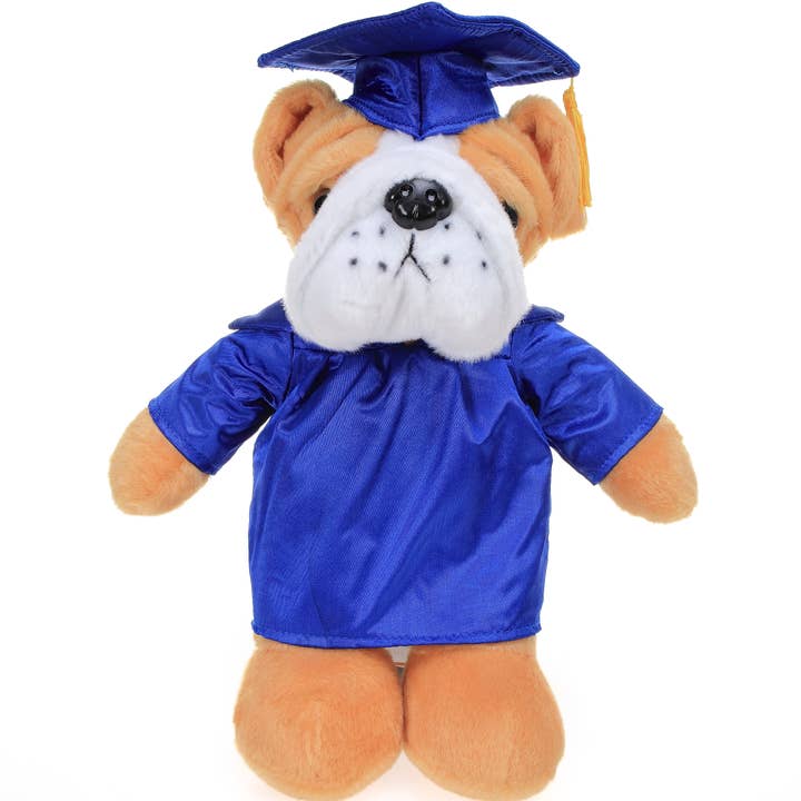 Plushland - Vente Peluche – enfant et bébé - Bulldog en peluche personnalisable de 11" avec toque et toge de remise de diplôme4