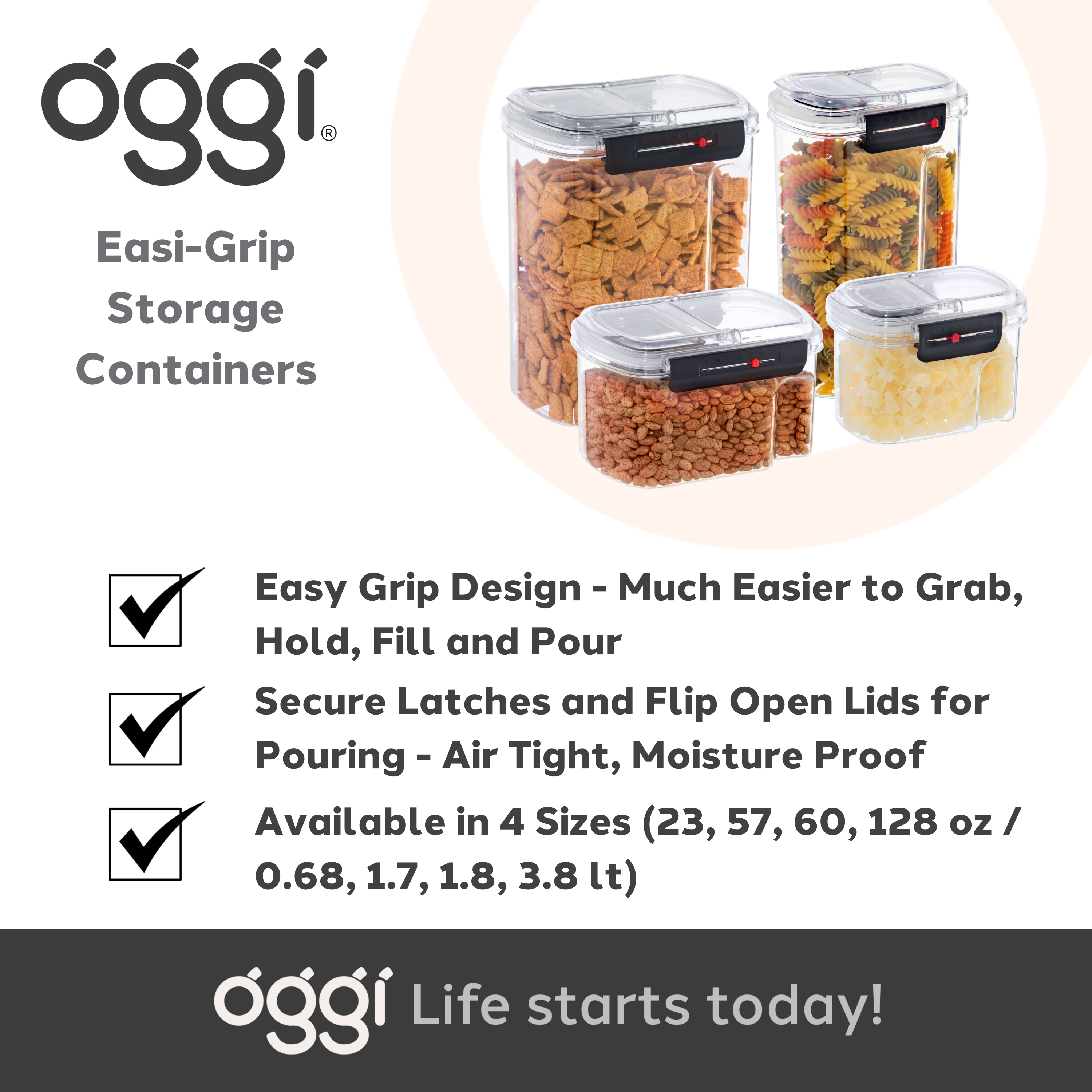 Oggi – wholesale Food storage container – Food Container - Easi Grip 60oz / 1.8lt4