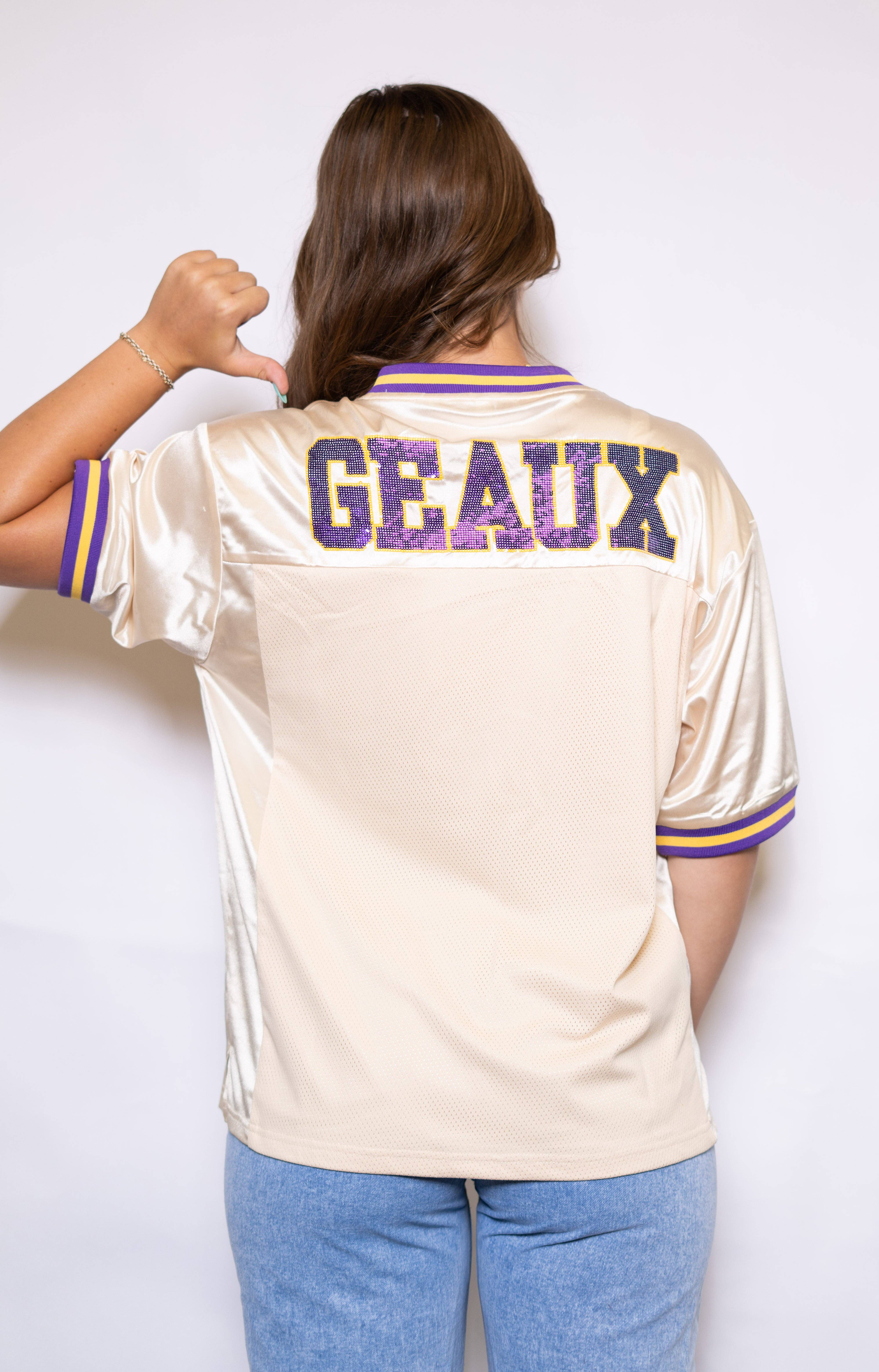BOMB DESIGNS - Wholesale Team Sports Jersey - Women's - LSU Vintage Geaux Mike (Licensed) | Sequin Design Jersey1