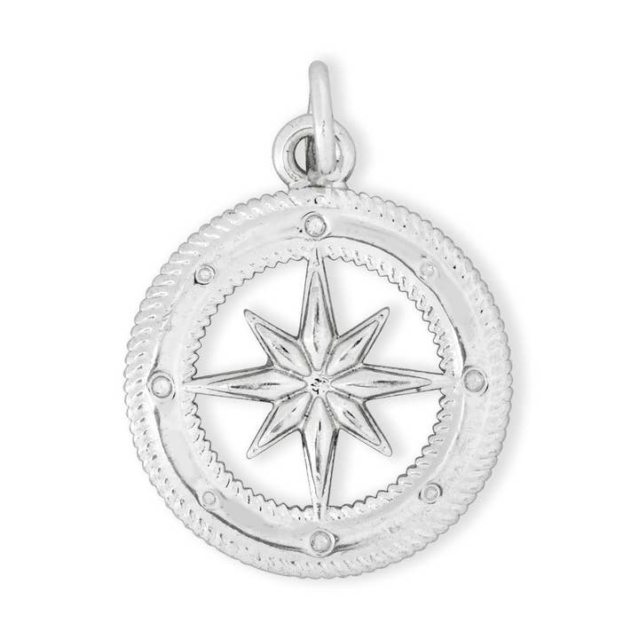 Silver Compass Charm - Set of 4 for wholesale by Ashiana London