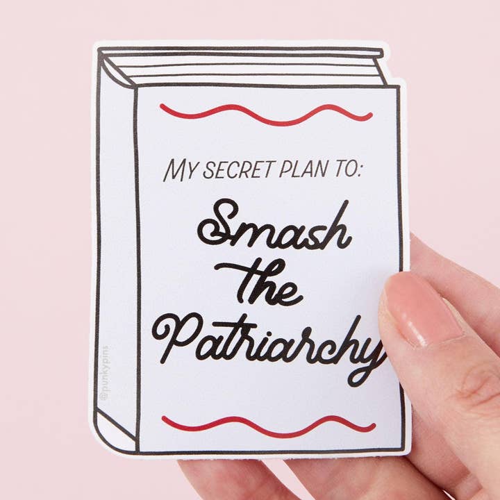 Adesivo in vinile «Il mio piano segreto per distruggere il patriarcato» per la vendita all'ingrosso da parte di Punky Pins