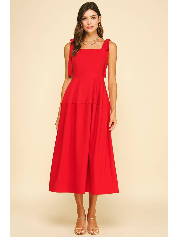 PINCH - Wholesale Dress - Women's - RIBBON DETAILED SLEEVE MIDI DRESS - 6523D