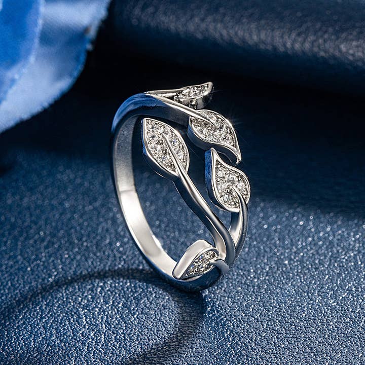 Perimade & Co. LLC - Wholesale Multi-Stone Ring - Olive Tree Leaf Branch Stacking Bypass Ring in Solid Copper1