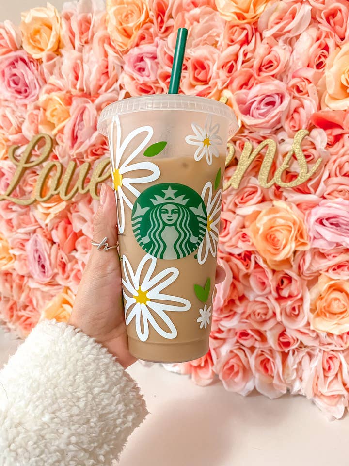 Gänseblümchen Blumen Starbucks Cup für den Großhandel von Lovely JEN's Designs