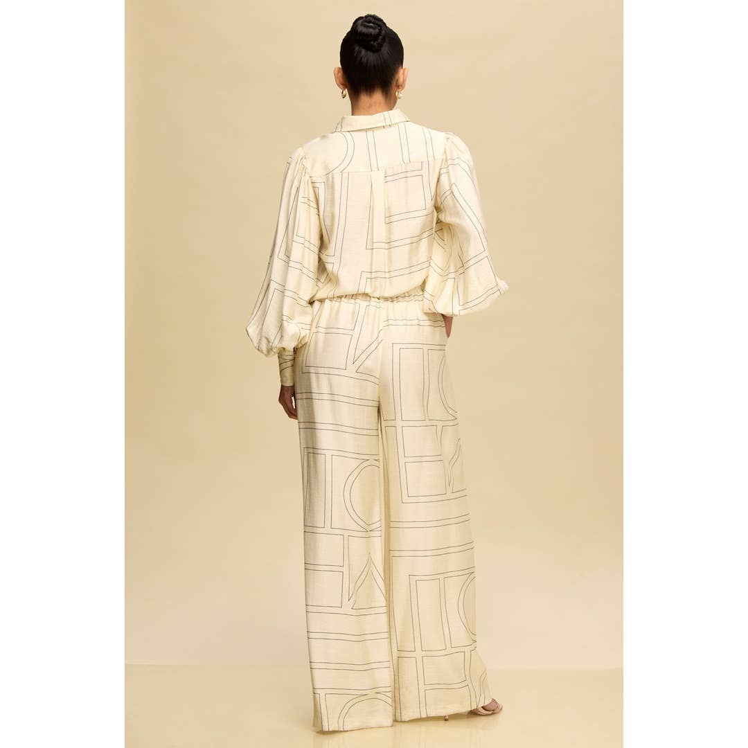 Luxxel - Wholesale Top & Pant Set (NOT Loungewear) - Women's - LINEAR ABSTRACT PANT SET 3