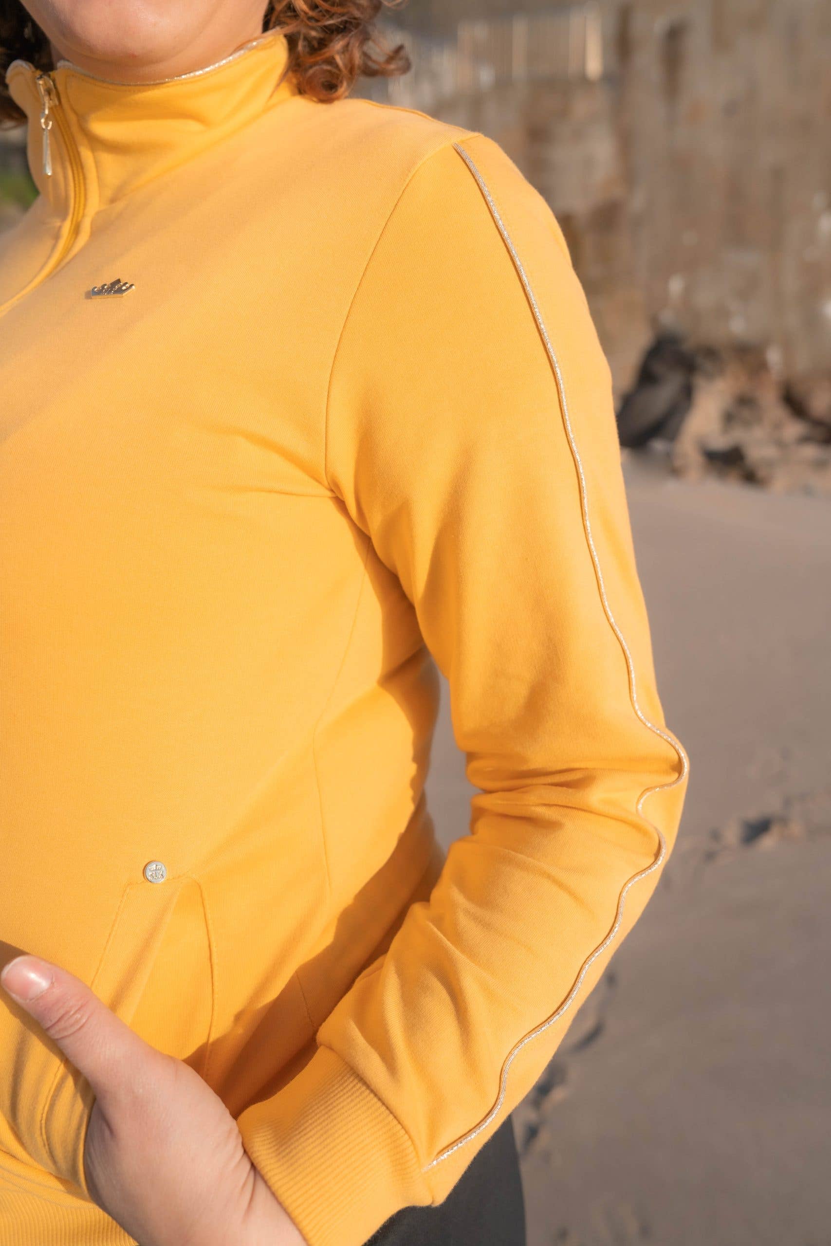 SPORT LUXURY - Wholesale Athletic Jacket - Women's - Jacket With Gold Piping on Collar and Sleeve0