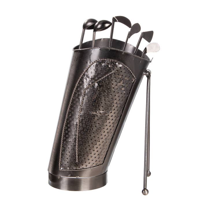 Portabottiglie borsa da golf color argento H. 26,5 cm, CF 2 per la vendita all'ingrosso da parte di Gilde Handwerk Macrander GmbH & Co. KG