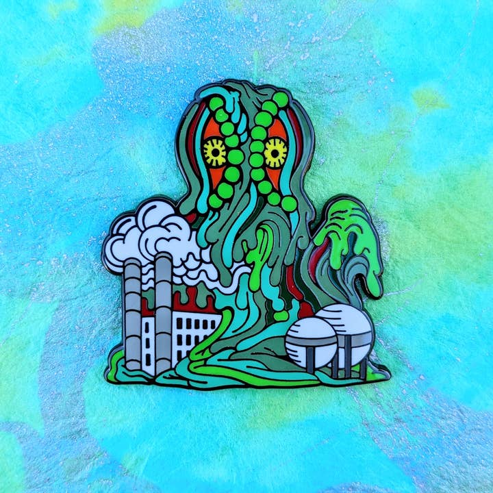 The Smog Monster Green lapel pin for wholesale by Negamidas