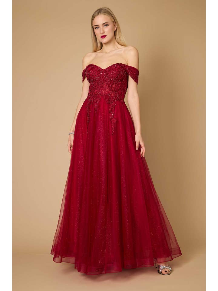 Kos Couture - Wholesale Gown - Women's - Long Off Shoulder Corset Formal Dress