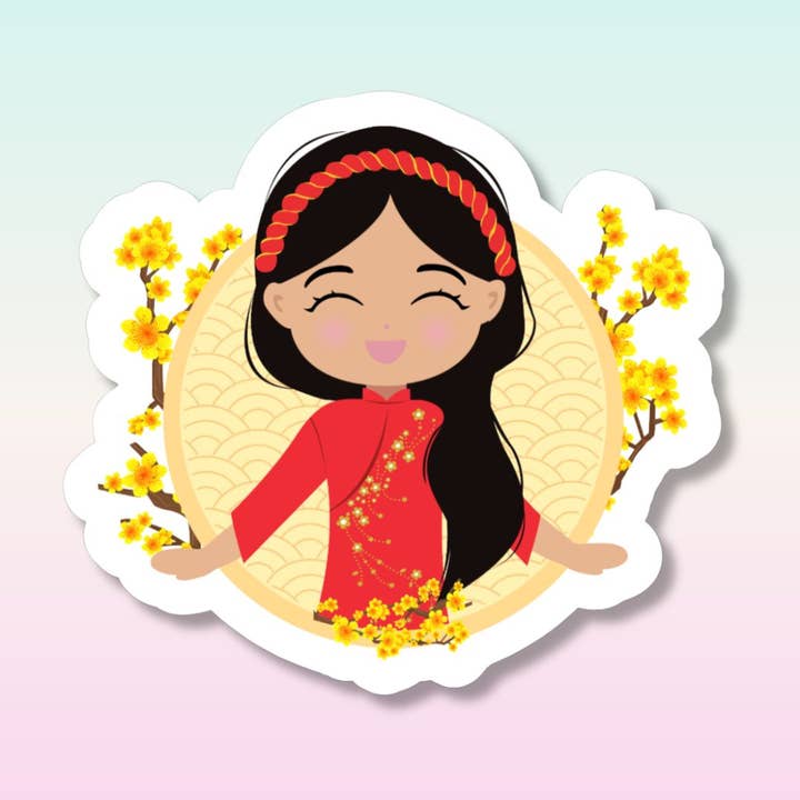 Vietnamese Cultural Celebration Die Cut Sticker for wholesale by Joeydolls