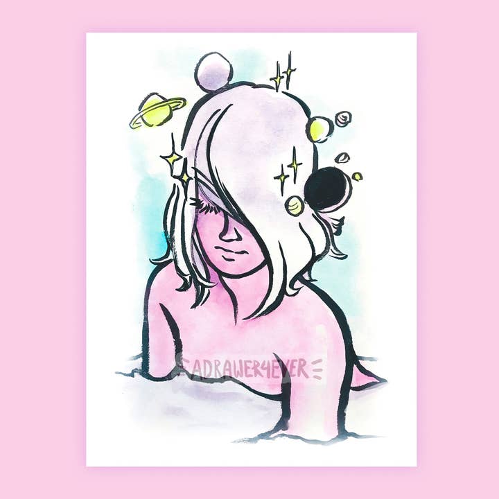 Galaxy Space Ocean Art Print for wholesale by ADRAWER4EVER