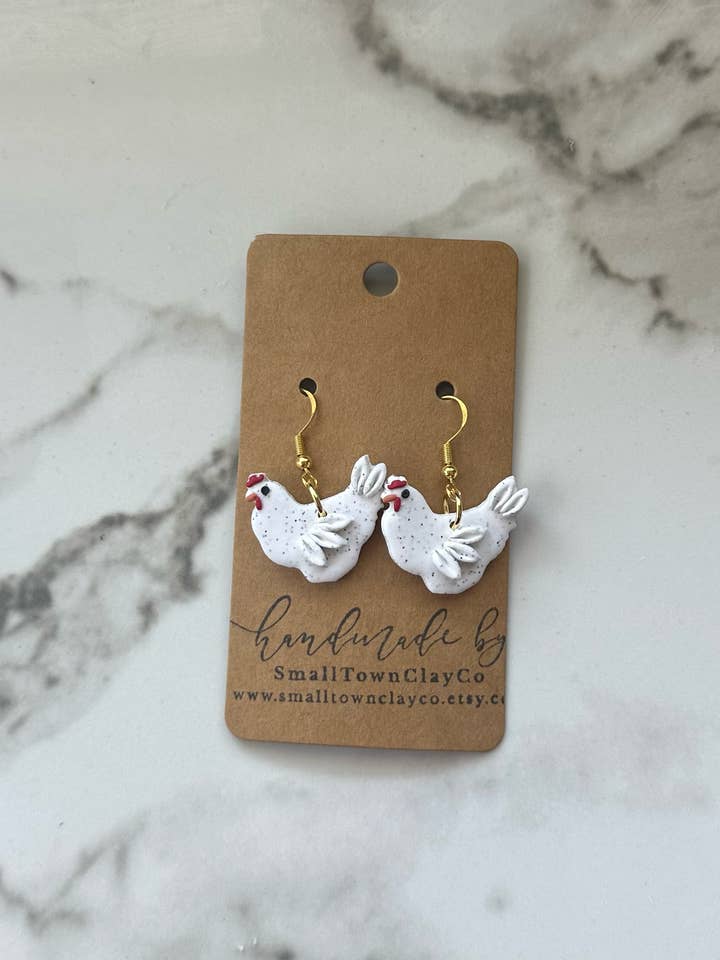 Spotted Chicken Dangle for wholesale by SmallTownClayCo