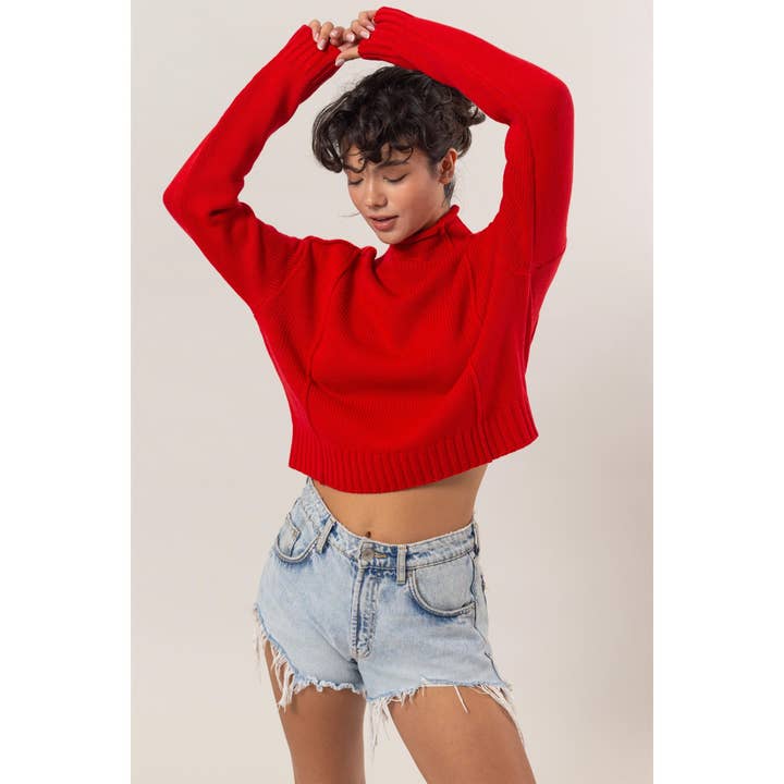 HYFVE - Wholesale Knit Sweater - Women's - DZ24F690-High Neck Reverse Seam Sweater