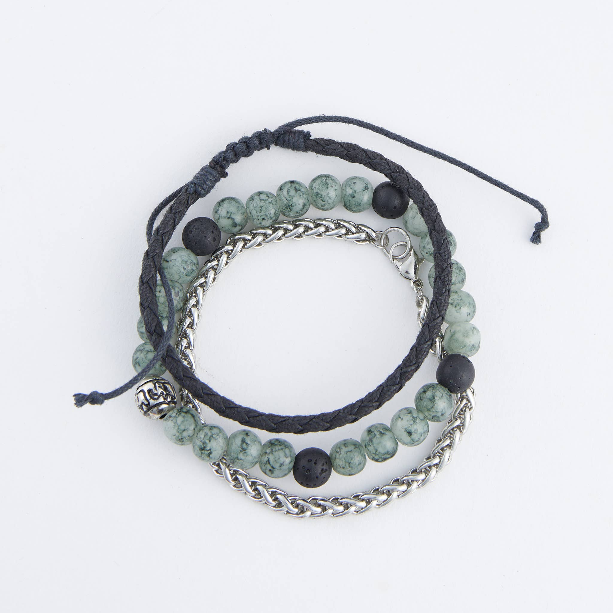 Elsie & Zoey - Wholesale Beaded Bracelet - Shiloh Unisex Beaded and Wheat Chain Bracelet Set1