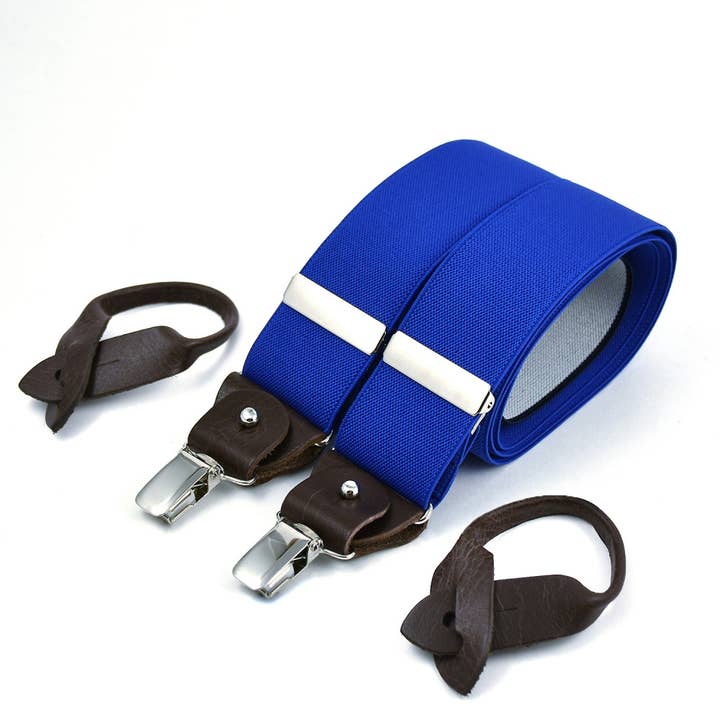 Superior wide suspenders - Royal blue for wholesale by Bertelles