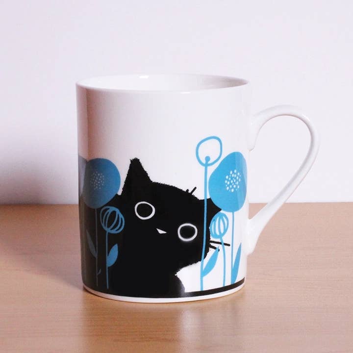 Happy Campurr - Vente Tasse à café - Tasse à café en porcelaine - Chat bleu
