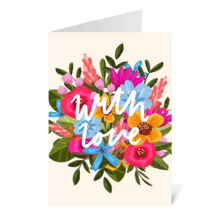 'With Love' Blank Floral Greetings Card for wholesale by Flourish Paperworks