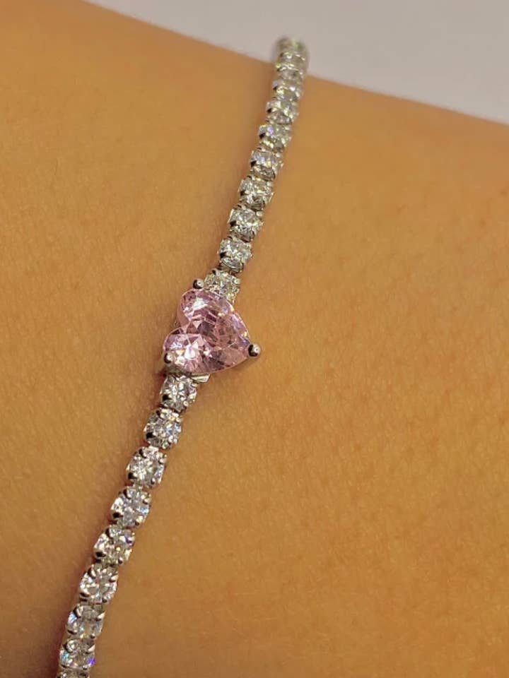Rosa Heart Tennis Armband för wholesale av LÍA MARANT