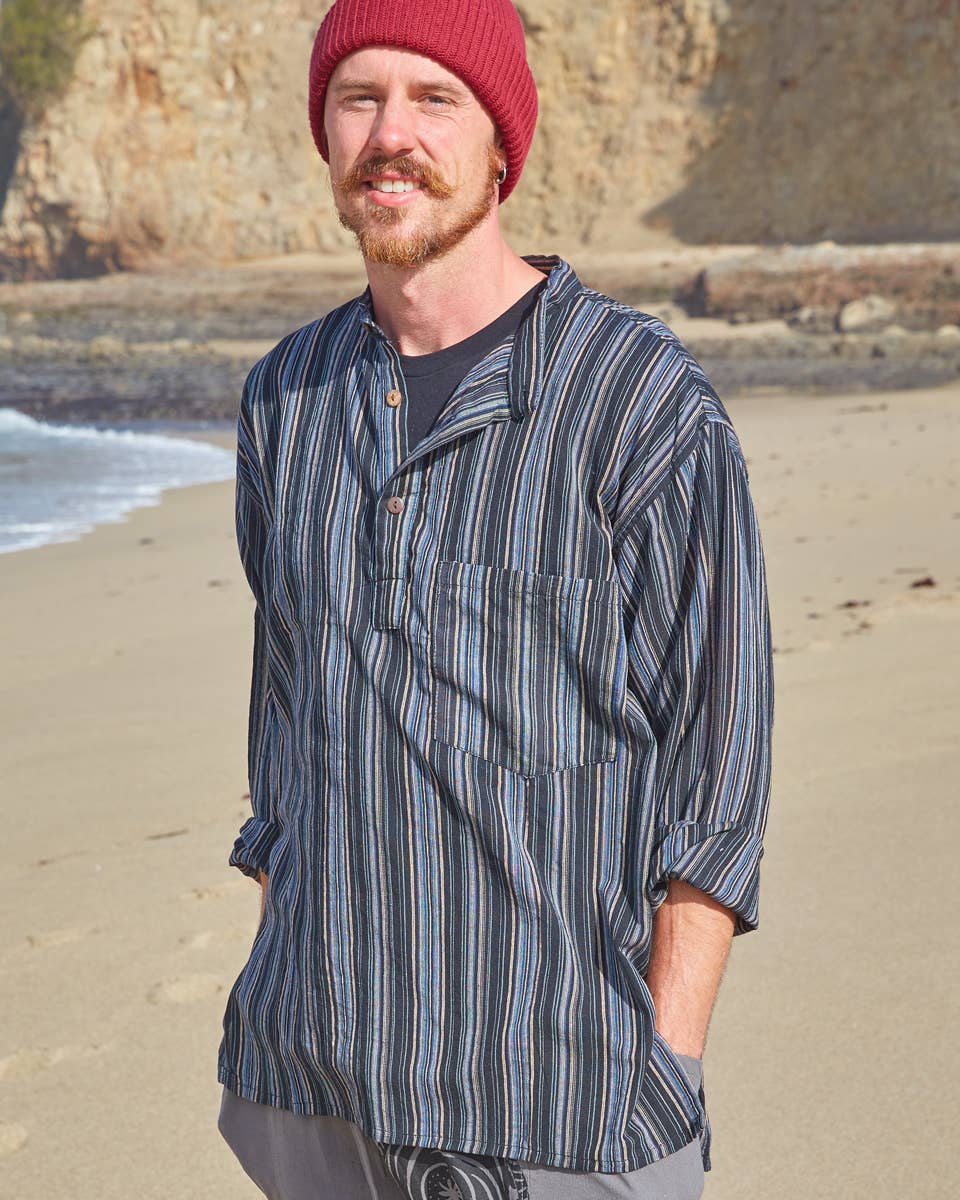 Zig Zag Asian Collection - Wholesale Button Down Shirt - Men's - Striped Cotton Kurta18