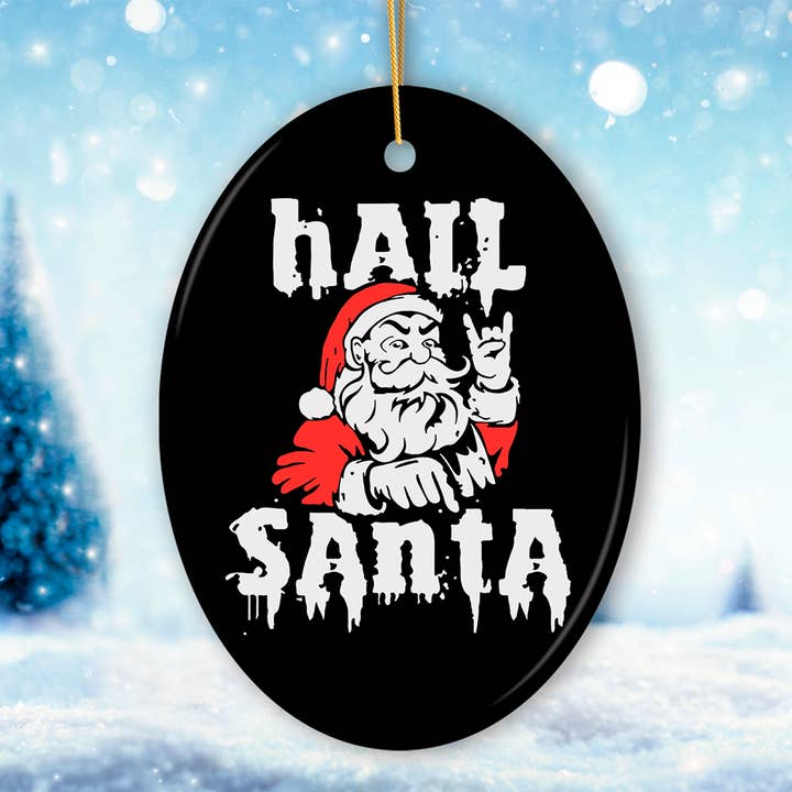 OrnamentallyYou - Venta al por mayor Adornos - Adorno navideño Hail Santa Heavy Metal, Emo Goth Rockstar