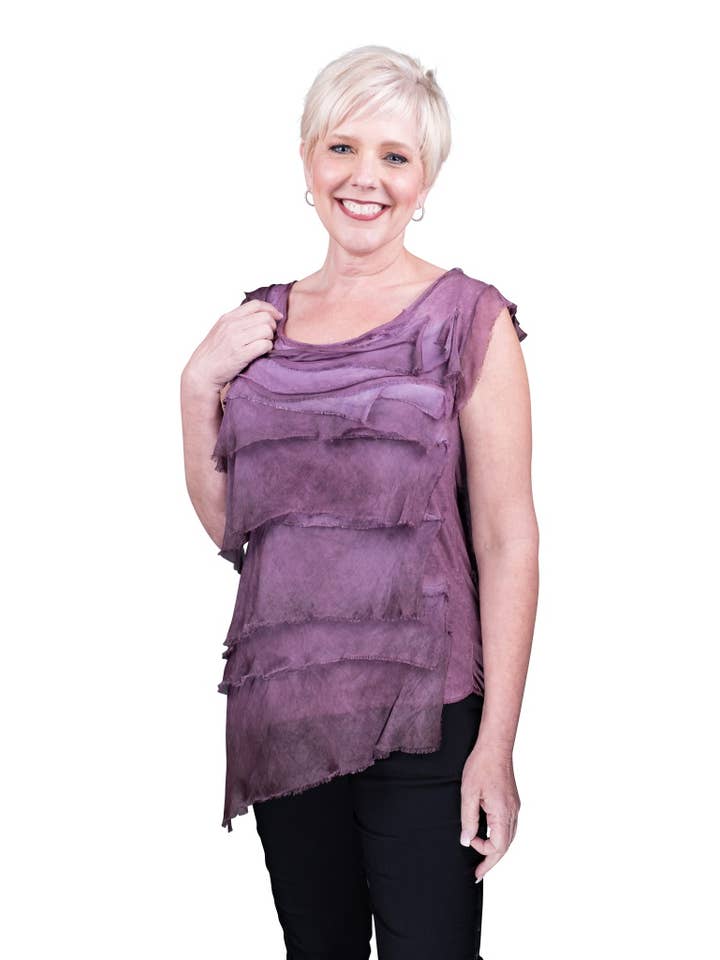 TINA Stephens Italy/Tees By Tina - Wholesale Blouse - Women's - Arianna Silk Ruffle Top (BT205)10