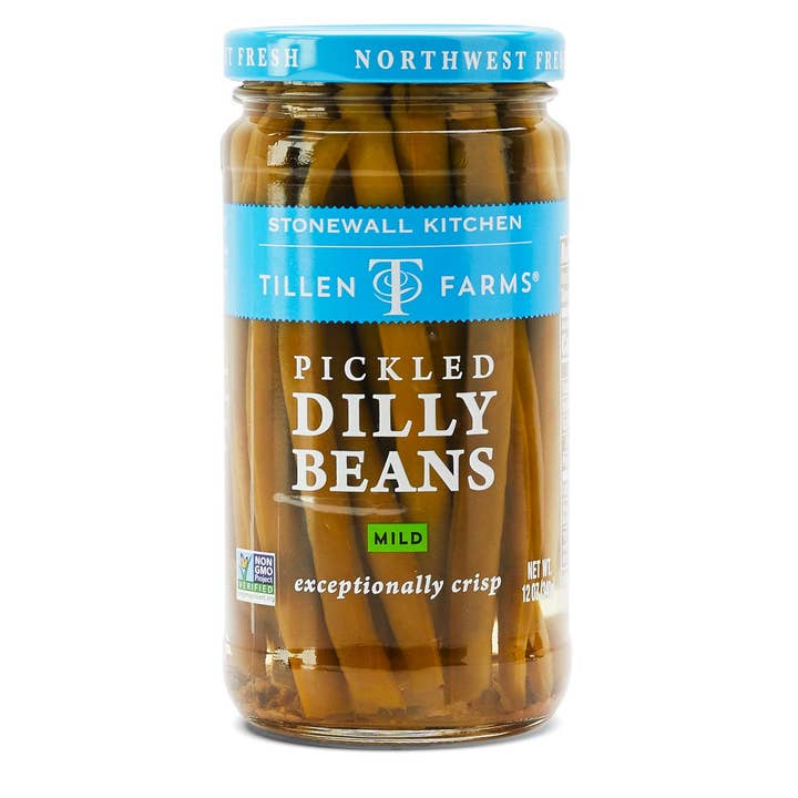 Tillen Farms, Mild Pickled Dilly Beans, 12 oz Jar for wholesale by Ciao Imports